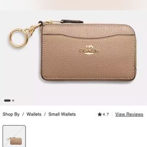 Coach Beige Leather Keychain Wallet